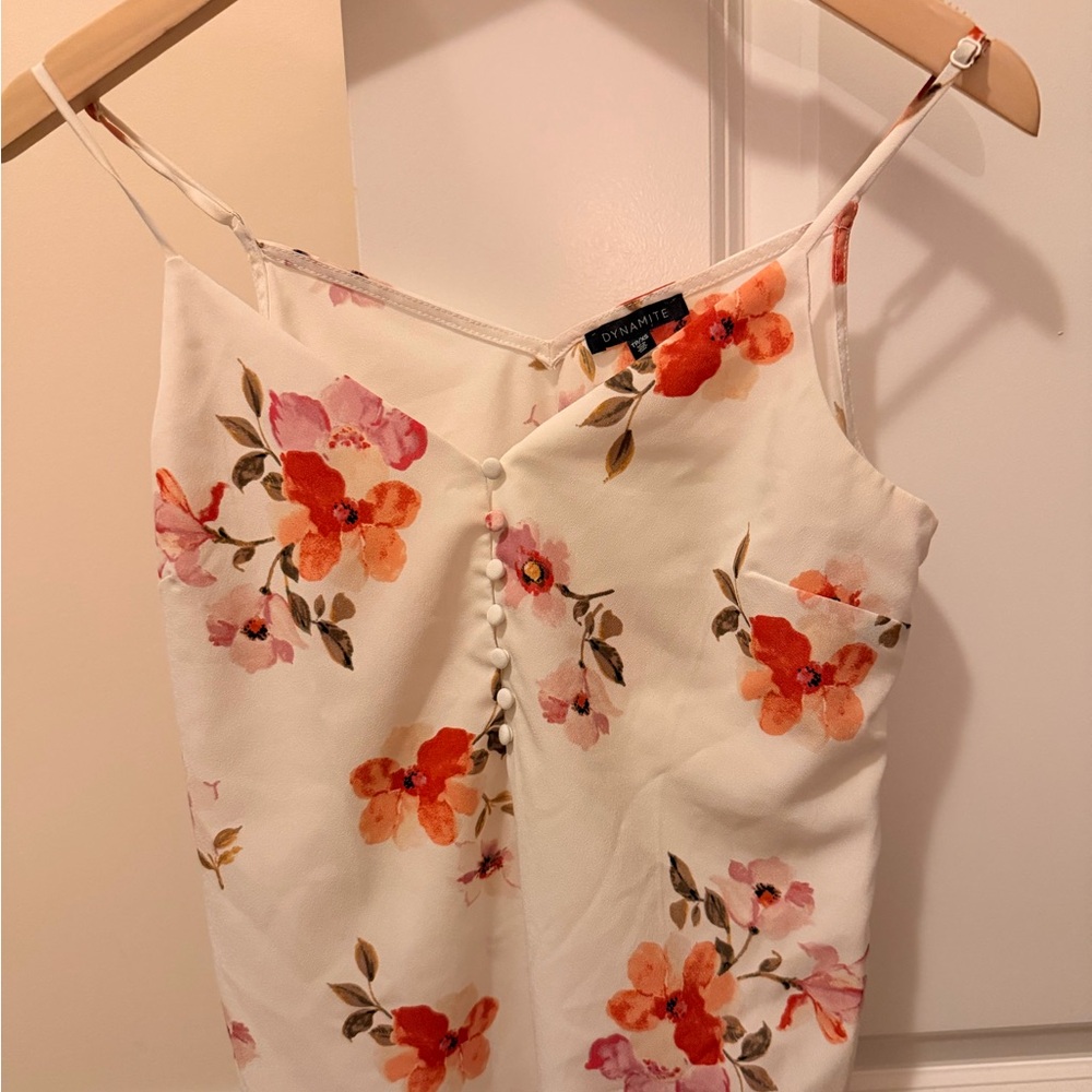 Dynamite Floral Camisole - Cream and Orange